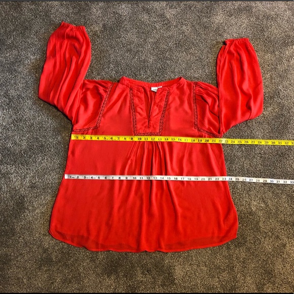 Gap Chic Top Blouse Size XS Crochet Lace Crinkle Crepe Boho Summer relaxed - Picture 4 of 13